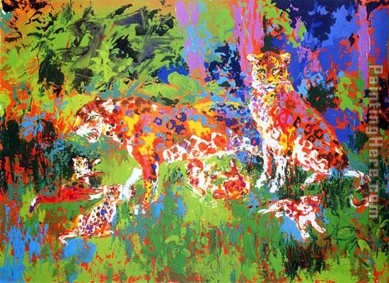Jaguar Family painting - Leroy Neiman Jaguar Family art painting